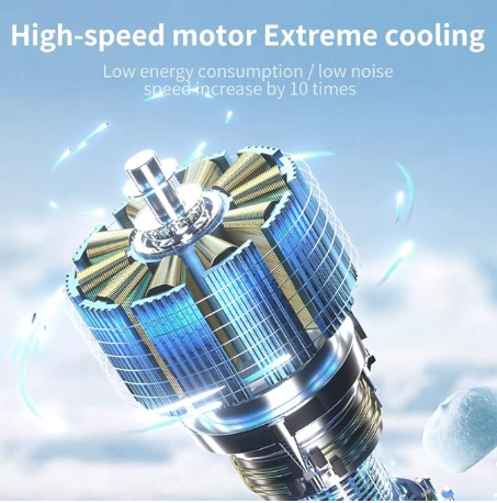 Portable Fan Handheld Mini Turbo Fan Battery ， High Speed Powerful Ice Cooling 5 Speed Adjustable Rechargeable Personal Fans for Beach Camping Travel Working （White）