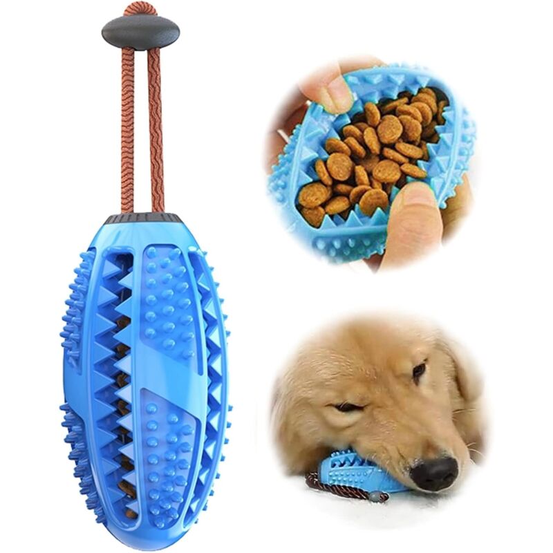 Dog Chew Toy, Educational Dog Toy, Heavy Duty Rubber, Blue - Biting, Chasing And Fetching Toy - For Medium Dogs And