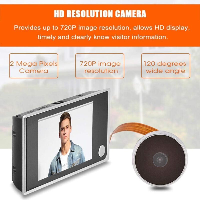 Smart Indoor/Outdoor Peephole Camera Smart Doorbell Security Camera 120 Degree Wide View Digital Door Viewer And