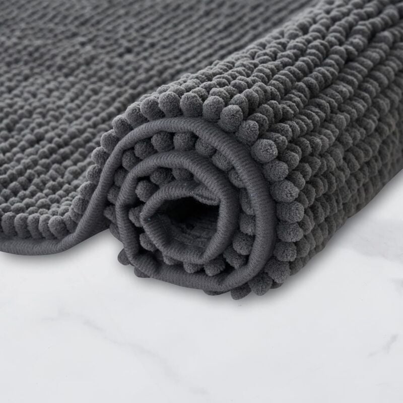 Non-Slip Chenille Bath Mat Super Absorbent And Machine Washableable For Bathroom, Shower, Bathtub Or As A Toilet Mat