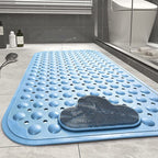 Non-Slip Shower Mat 70 X 40Cm Massage Bath Mat, Bath Mat With Drainage Holes And Suction Cups - Blue