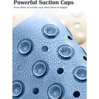 Non-Slip Shower Mat 70 X 40Cm Massage Bath Mat, Bath Mat With Drainage Holes And Suction Cups - Blue