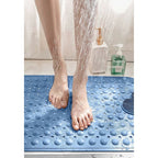 Non-Slip Shower Mat 70 X 40Cm Massage Bath Mat, Bath Mat With Drainage Holes And Suction Cups - Blue