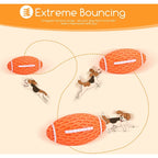 Dog Toy Ball, Squeaky Dog Ball, Indestructible Natural Rubber Rugby Dog Ball, Dog Chew Ball, Dog Toy With Dental