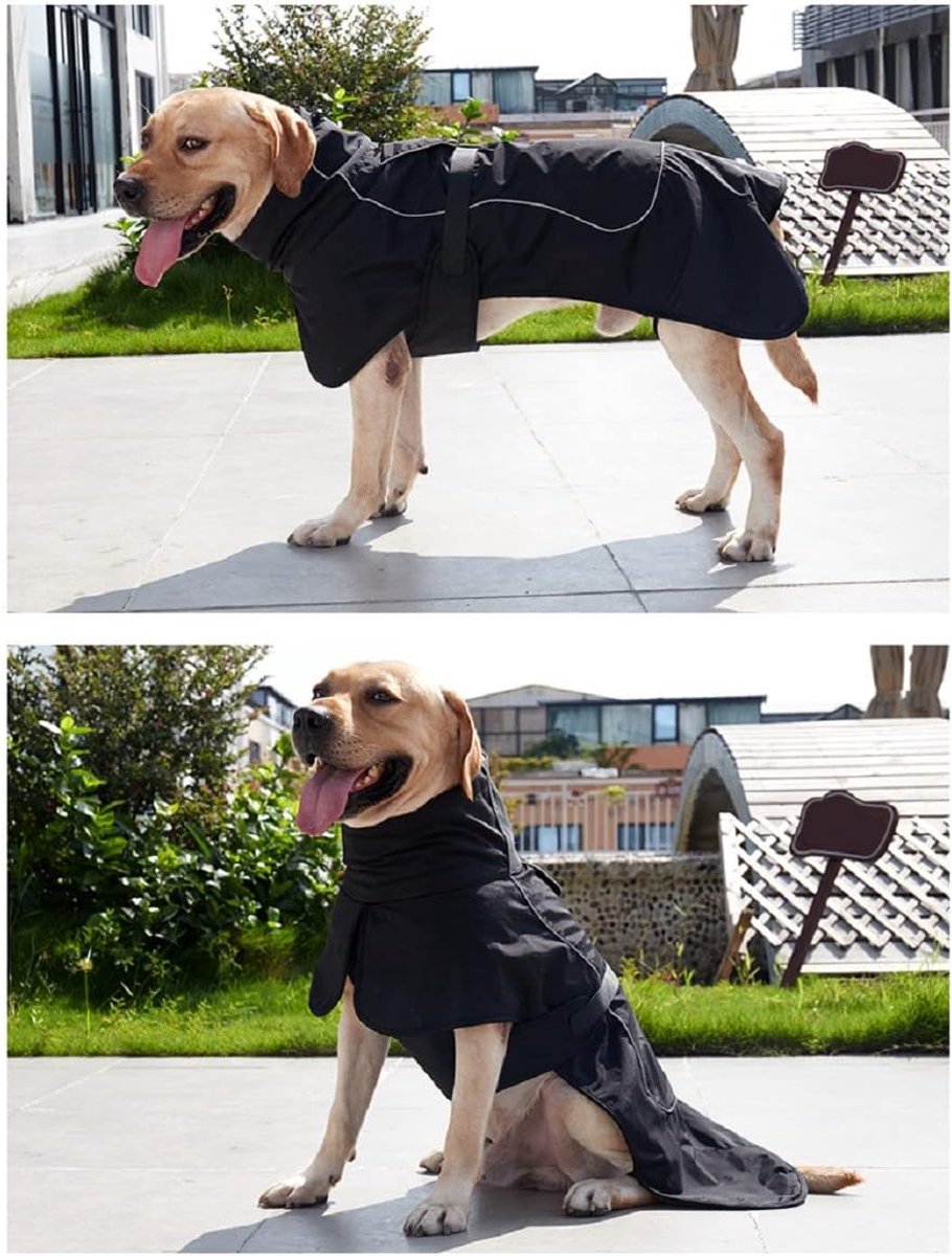 Dog Raincoat - Dog Jacket - Waterproof Winter Dog Coats - Windproof Dog Coat - Winter Dog Coat - Reflective Strip - Black - Size L - Perfect for Small and Medium Dogs