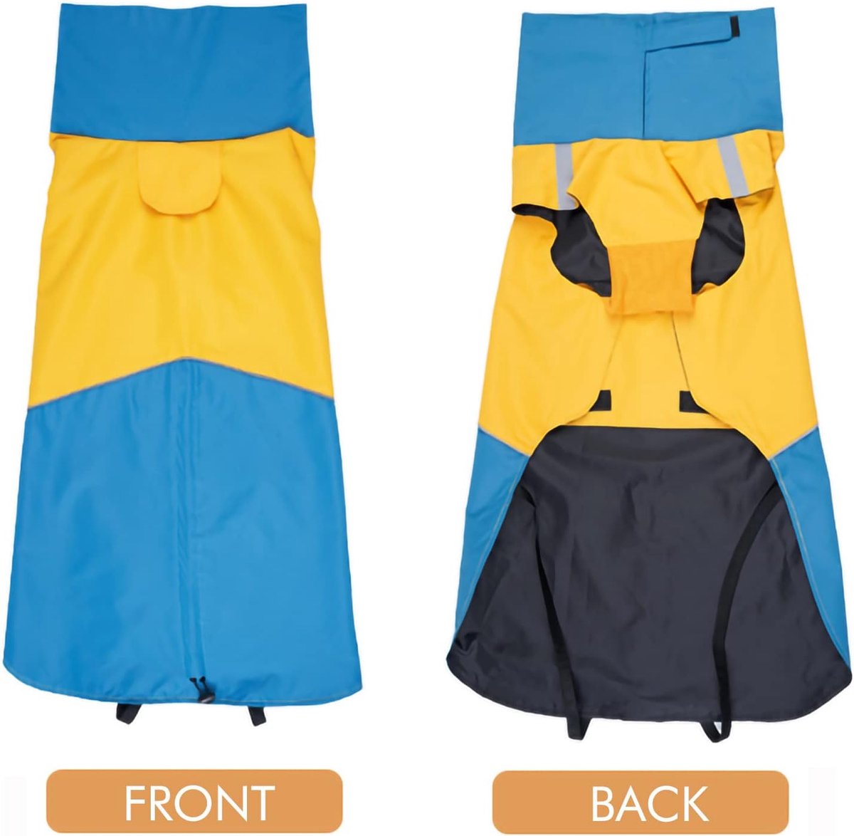 Dog Raincoat - Dog Jacket - Waterproof Winter Dog Jackets - Windproof Dog Jacket - Winter Dog Jacket - Reflective Strip - Perfect for Small and Medium Dogs - Blue and Yellow - Size M