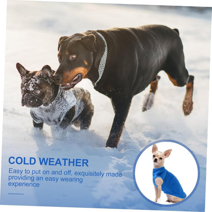 Dog coat - Fleece vest - Dog sweater - Warm winter coat - Pull-on fleece coat - Leash with ring - Perfect for small and medium dogs - Blue - Size M