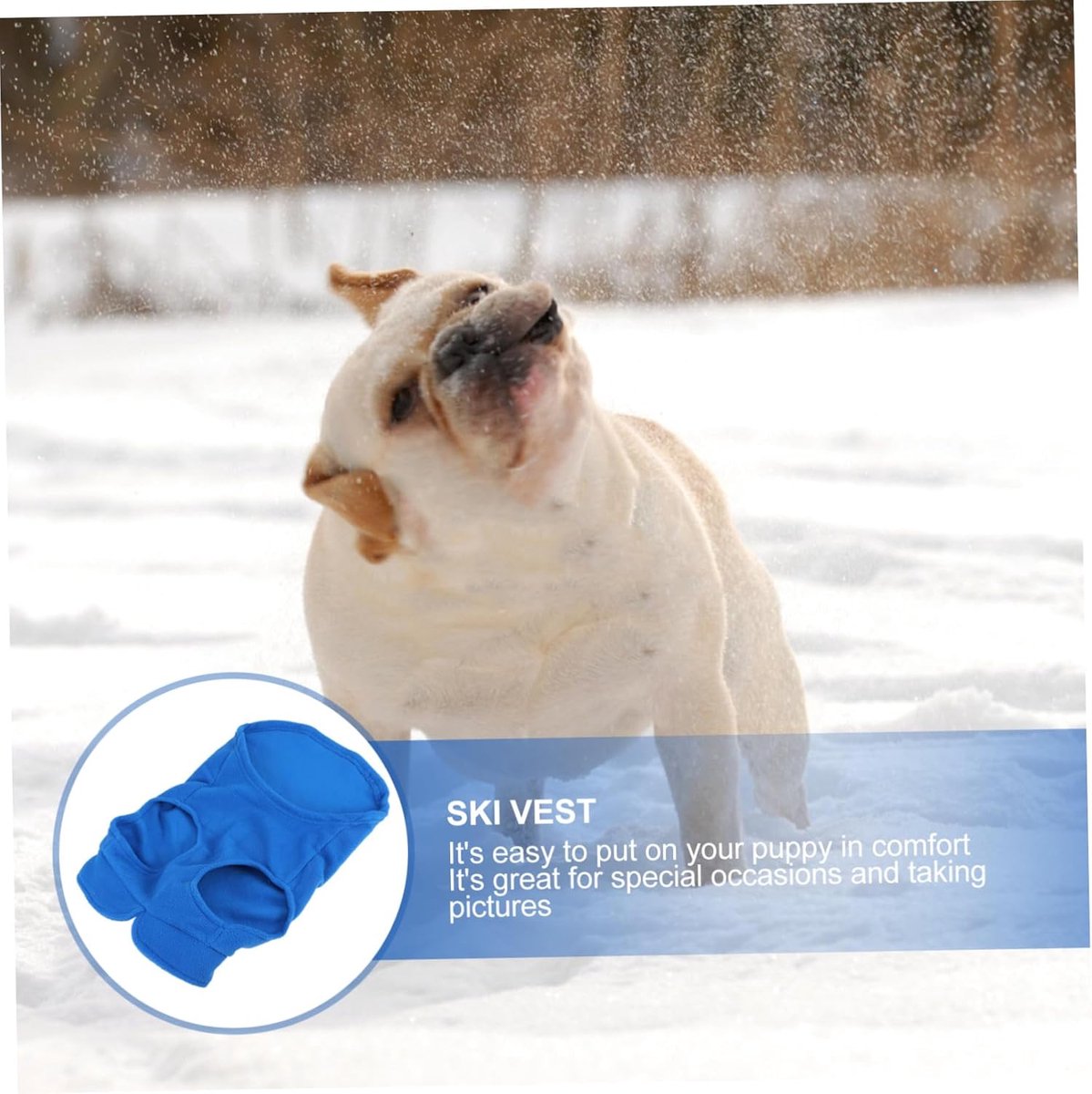 Dog coat - Fleece vest - Dog sweater - Warm winter coat - Pull-on fleece coat - Leash with ring - Perfect for small and medium dogs - Blue - Size M