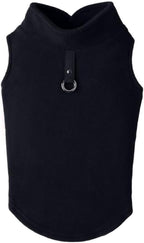 Dog Coat - Fleece Vest - Dog Sweater - Warm Winter Coat - Pull-On Fleece Coat - Leash with Ring - Perfect for Small and Medium Dogs - Black - Size XL