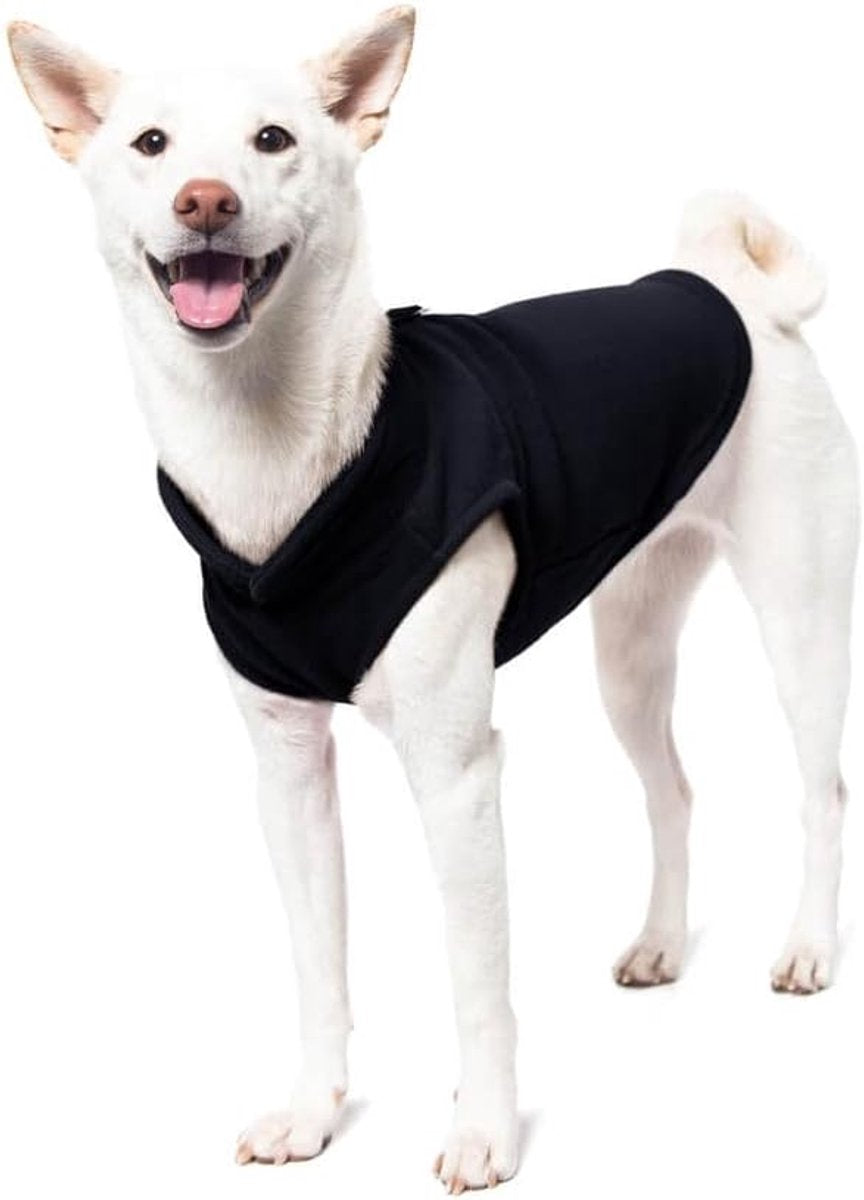 Dog Coat - Fleece Vest - Dog Sweater - Warm Winter Coat - Pull-On Fleece Coat - Leash with Ring - Perfect for Small and Medium Dogs - Black - Size XL