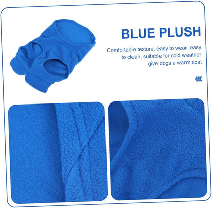 Dog Coat - Fleece Vest - Dog Sweater - Warm Winter Coat - Pull-On Fleece Coat - Leash with Ring - Perfect for Small and Medium Dogs - Blue - Size XL