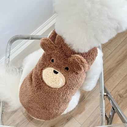 Dog Sweater - Dog Coat - Warm Winter Sweater - Warm Dog Coat - Bear Puppy - Plush Coat - Warm Clothes - Perfect for Small Dogs - Medium Dogs - Dog - Coffee - Medium - Size M