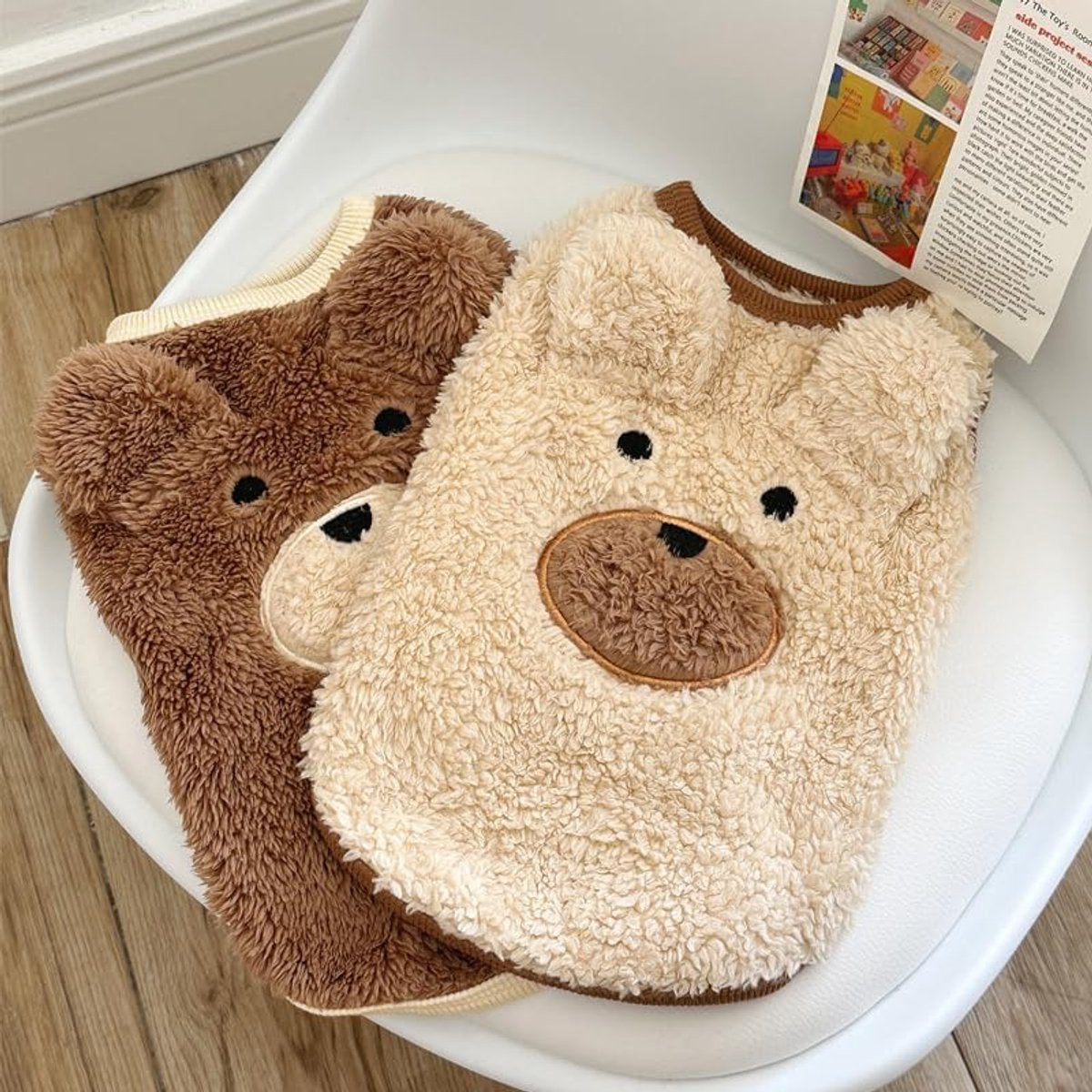 Dog Sweater - Dog Coat - Warm Winter Sweater - Warm Dog Coat - Teddy Bear - Plush Coat - Warm Clothes - Perfect for Small Dogs - Medium Dogs - Dog - Coffee - Size Medium - Size XL