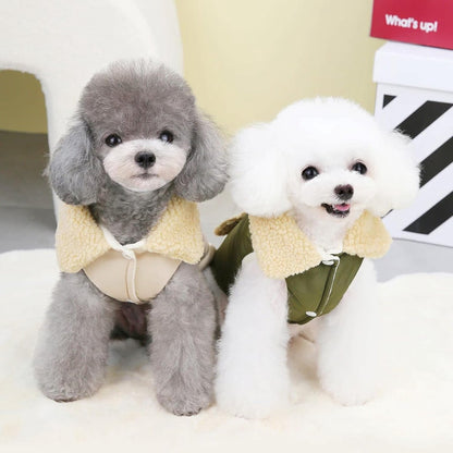 Dog Coat - Extreme Cold Weather Coat - Winter Dog Coat - Warm Dog Coat - Windproof Dog Coat - Velvet Dog Coat - Thick Winter Clothing - Fur Collar - Perfect for Dogs - Size XXL - Khaki