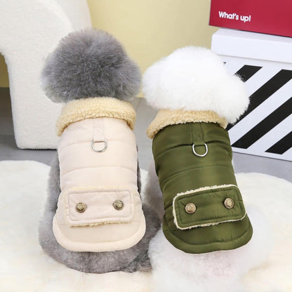 Dog Coat - Extreme Cold Weather Coat - Winter Dog Coat - Warm Dog Coat - Windproof Dog Coat - Velvet Dog Coat - Thick Winter Clothing - Fur Collar - Perfect for Dogs - Size XXL - Green