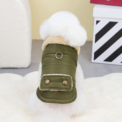 Dog Coat - Extreme Cold Weather Coat - Winter Dog Coat - Warm Dog Coat - Windproof Dog Coat - Velvet Dog Coat - Thick Winter Clothing - Fur Collar - Perfect for Dogs - Size XXL - Green