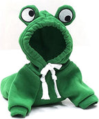Dog Coat - Warm Winter Dog Clothes - Cute Frog Dog Coat - Hooded Sweatshirt - Warm Dog Coat - Fleece Dog Clothes - Perfect for French Bulldogs - Chihuahuas - Green - Size L
