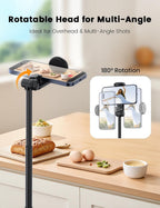 Mobile phone tripod with light, selfie stick tripod compatible with smartphone and GoPro cameras