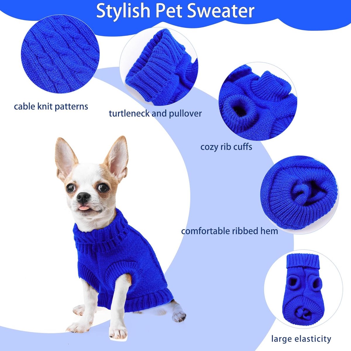 Dog Coat - Dog Sweater - Small Dog Sweater - Warm Dog Coat - Warm Puppy Sweater - Thick Knit Winter Sweater - Soft Roll Neck Sweater - Perfect for Small Dogs and Puppies - Christmas - XL