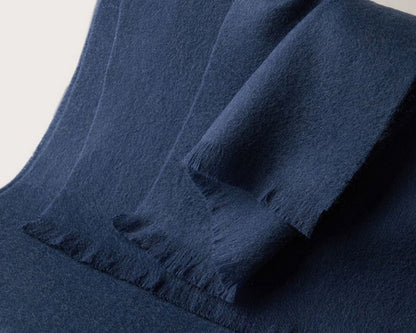 Warm and soft autumn and winter scarf, warm and lightweight scarf, versatile unisex plain wool scarf (32x190cm) - dark blue