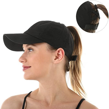 Women's ponytail baseball cap, adjustable summer cap in quick-drying breathable mesh, unisex baseball cap, sports cap