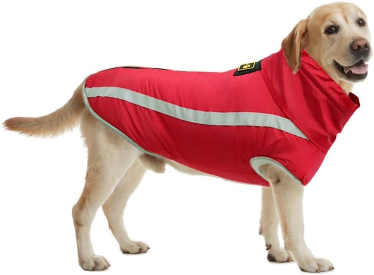 Dog Coat - Waterproof and Warm for Winter - Warm Dog Jacket - Windproof Fleece for Puppies - Reflective Outerwear - Cold Weather Vest - Perfect for Small, Medium, and Large Dogs - Red - Size 4XL