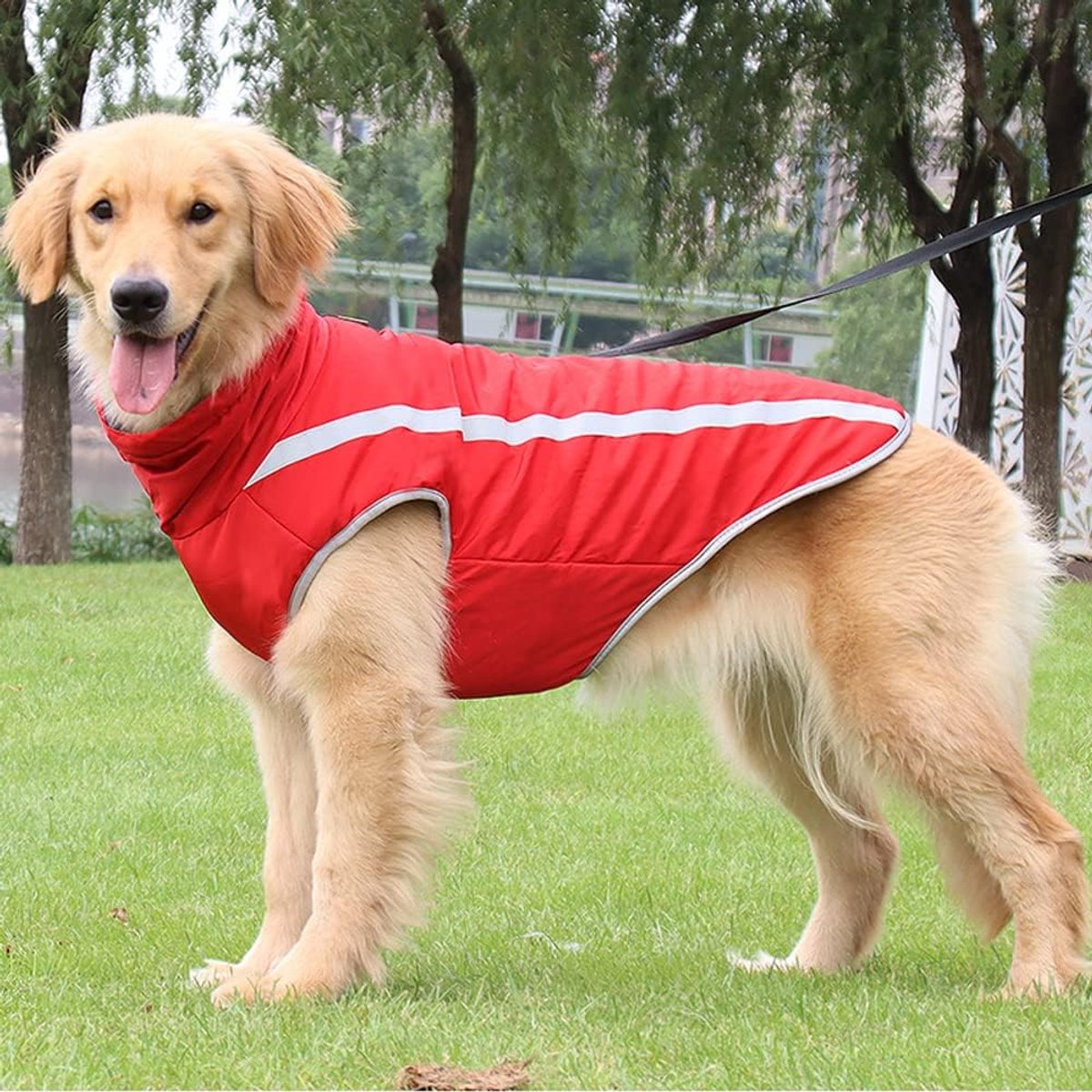 Dog Coat - Waterproof and Warm for Winter - Warm Dog Jacket - Windproof Fleece for Puppies - Reflective Outerwear - Cold Weather Vest - Perfect for Small, Medium, and Large Dogs - Red - Size 4XL