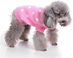 Dog Sweater - Classic Dog Sweater - Polka Dot Knit Sweater - Dog Coat - Puppy Clothes - Autumn and Winter Dog Clothes - Pink - Size L - Perfect for Small Dogs - Medium-Sized Dogs - Party Clothes