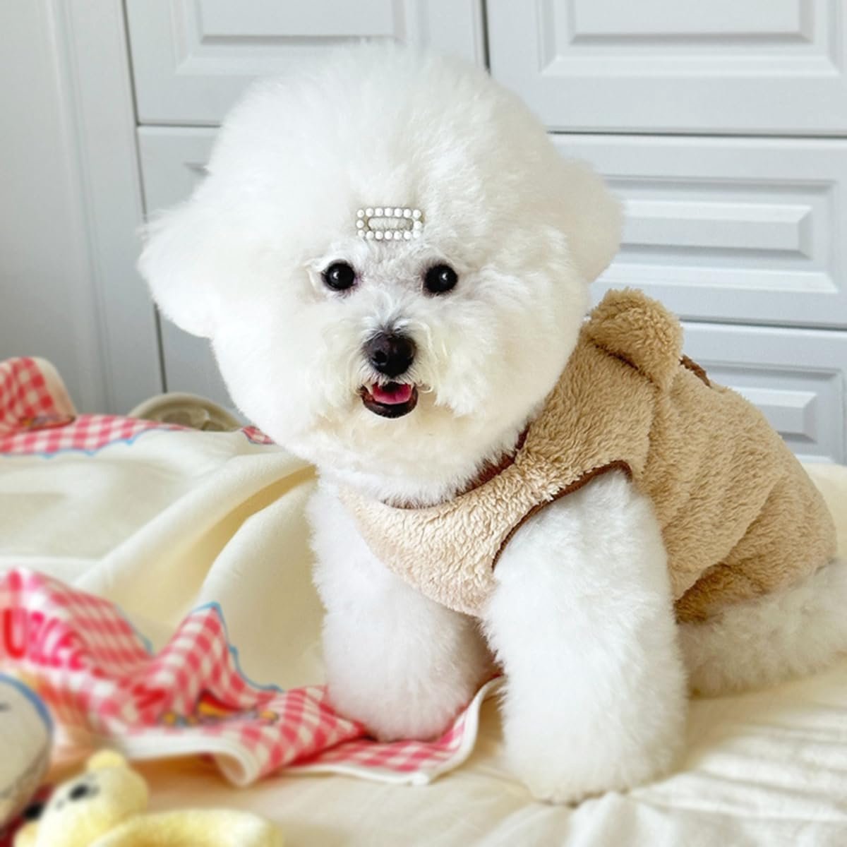 Dog Sweater - Dog Coat - Warm Winter Sweater - Warm Dog Coat - Bear Puppy - Plush Coat - Warm Clothing - Perfect for Small Dogs - Medium Dogs - Dog - Coffee - Beige - Size M