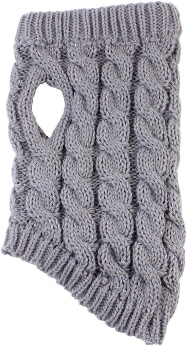 Dog Coat - Dog Vest - Warm Dog Coat - Winter Dog Sweater - Soft Knitted Wool Dog Clothes - Crochet Coat - Perfect for Small and Medium Dogs - Size XL - Grijs
