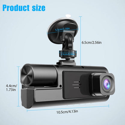 Dashcam - Dual lens 1080p - HD video recorder, wide viewing angle - Loop recording - For safety while driving, parking and traveling