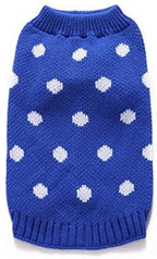 Dog Sweater - Classic Dog Sweater - Polka Dot Knit Sweater - Dog Coat - Puppy Clothes - Autumn and Winter Dog Clothes - Blue - Size L - Perfect for Small Dogs - Medium-Sized Dogs - Party Clothes