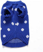 Dog Sweater - Classic Dog Sweater - Polka Dot Knit Sweater - Dog Coat - Puppy Clothes - Autumn and Winter Dog Clothes - Blue - Size L - Perfect for Small Dogs - Medium-Sized Dogs - Party Clothes