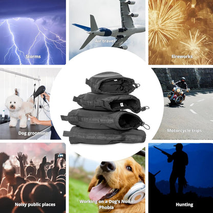 Noise-canceling ear protection for dogs - Protection against fireworks and thunderstorms - Washable and noise-canceling - Warm design - Suitable for all dog breeds - Black, size XL
