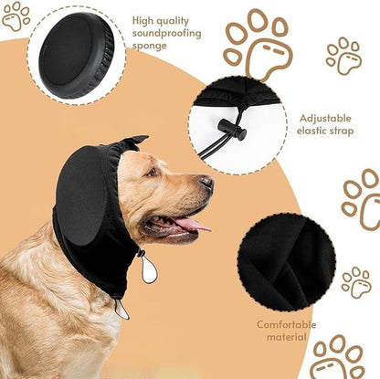 Noise-canceling ear protection for dogs - Protection against fireworks and thunderstorms - Washable and noise-canceling - Warm design - Suitable for all dog breeds - Black, size XL