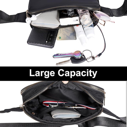 Fanny pack - Women's fanny pack - Men's fanny pack - Fanny packs for men and women - Black City fanny pack with two pockets - Suitable for outdoor activities, fitness, shopping, running, walking, travel, cycling