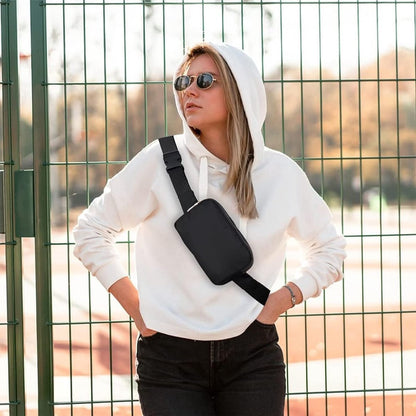 Fanny pack - Women's fanny pack - Men's fanny pack - Fanny packs for men and women - Black City fanny pack with two pockets - Suitable for outdoor activities, fitness, shopping, running, walking, travel, cycling