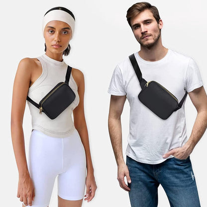 Fanny pack - Women's fanny pack - Men's fanny pack - Fanny packs for men and women - Black City fanny pack with two pockets - Suitable for outdoor activities, fitness, shopping, running, walking, travel, cycling