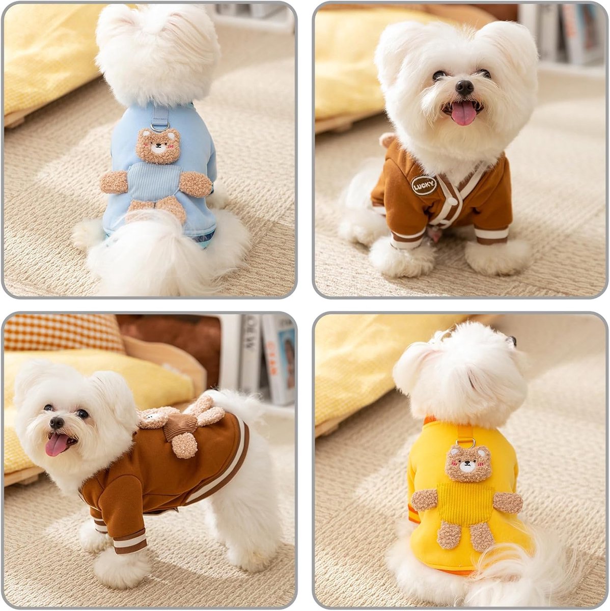 Dog Coat - Dog Sweater - Dog Clothes with D-Ring - Warm Winter Sweater - Soft Sweatshirt - Warm Winter Dog Clothes - Perfect for Small Dogs and Cats - Size M - Christmas Decorations