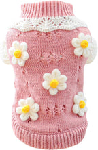 Dog Coat - Dog Sweater - Sweater for Small Dogs - Cute Floral Sweater for Girls - Winter Knitted Sweater - Lightweight and Warm Cat Sweater - Birthday, Party, Party Decoration, Christmas - Size L
