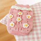 Dog Coat - Dog Sweater - Sweater for Small Dogs - Cute Floral Sweater for Girls - Winter Knitted Sweater - Lightweight and Warm Cat Sweater - Birthday, Party, Party Decoration, Christmas - Size M