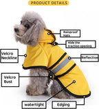 Dog Coat - Dog Raincoat - Reflective Dog Raincoat - With Hood - Adjustable Raincoat - Lightweight Raincoat - Yellow - Size M - Perfect for Small and Medium-Sized Dogs