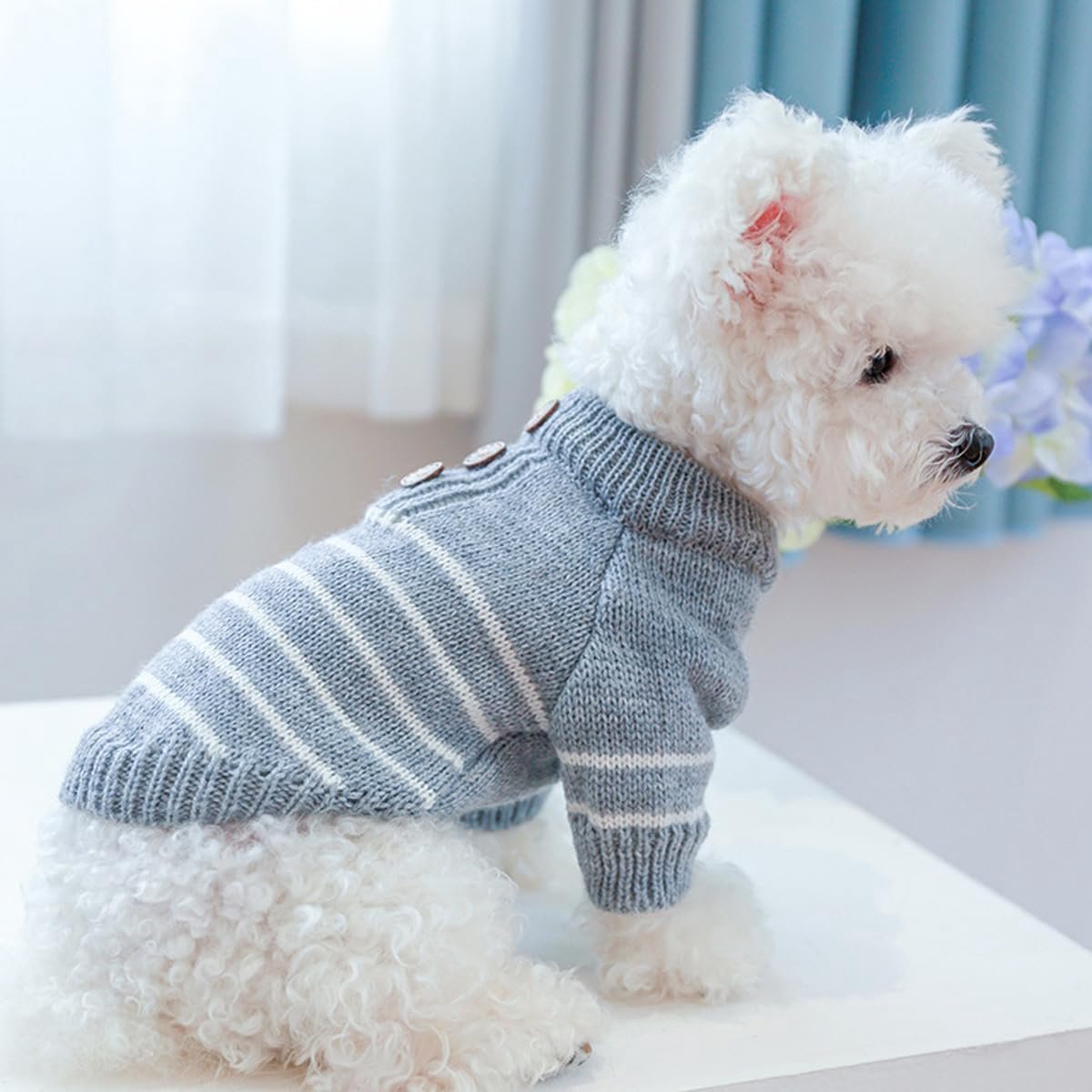Dog Coat - Dog Sweater - Dog Jumpsuit - Cat Overalls - Striped Puppy Sweater Coat - Puppy Pyjamas - Dog Sweatshirt - Perfect for Party Costumes - Grijs - Party Decoration - Christmas - Size XL
