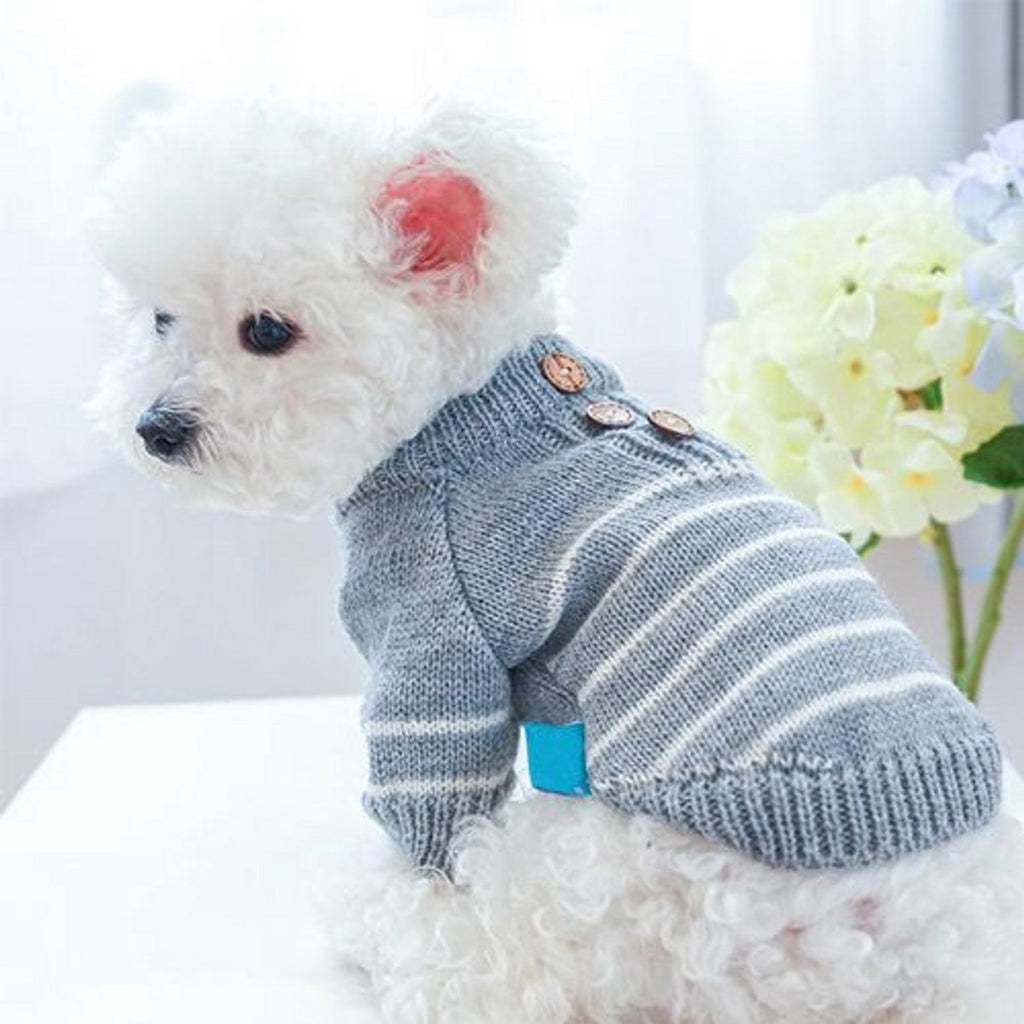 Dog Coat - Dog Sweater - Dog Jumpsuit - Cat Overalls - Striped Puppy Sweater Coat - Puppy Pyjamas - Dog Sweatshirt - Perfect for Party Costumes - Grijs - Party Decoration - Christmas - Size XL