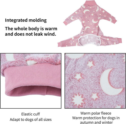 Warm Dog Coat - Winter Clothes for Medium Dogs - Shedding Suit - Full Dog Suit - Glow in the Dark - Pink - Size M - Perfect for Small Dogs - Medium-Sized Dogs