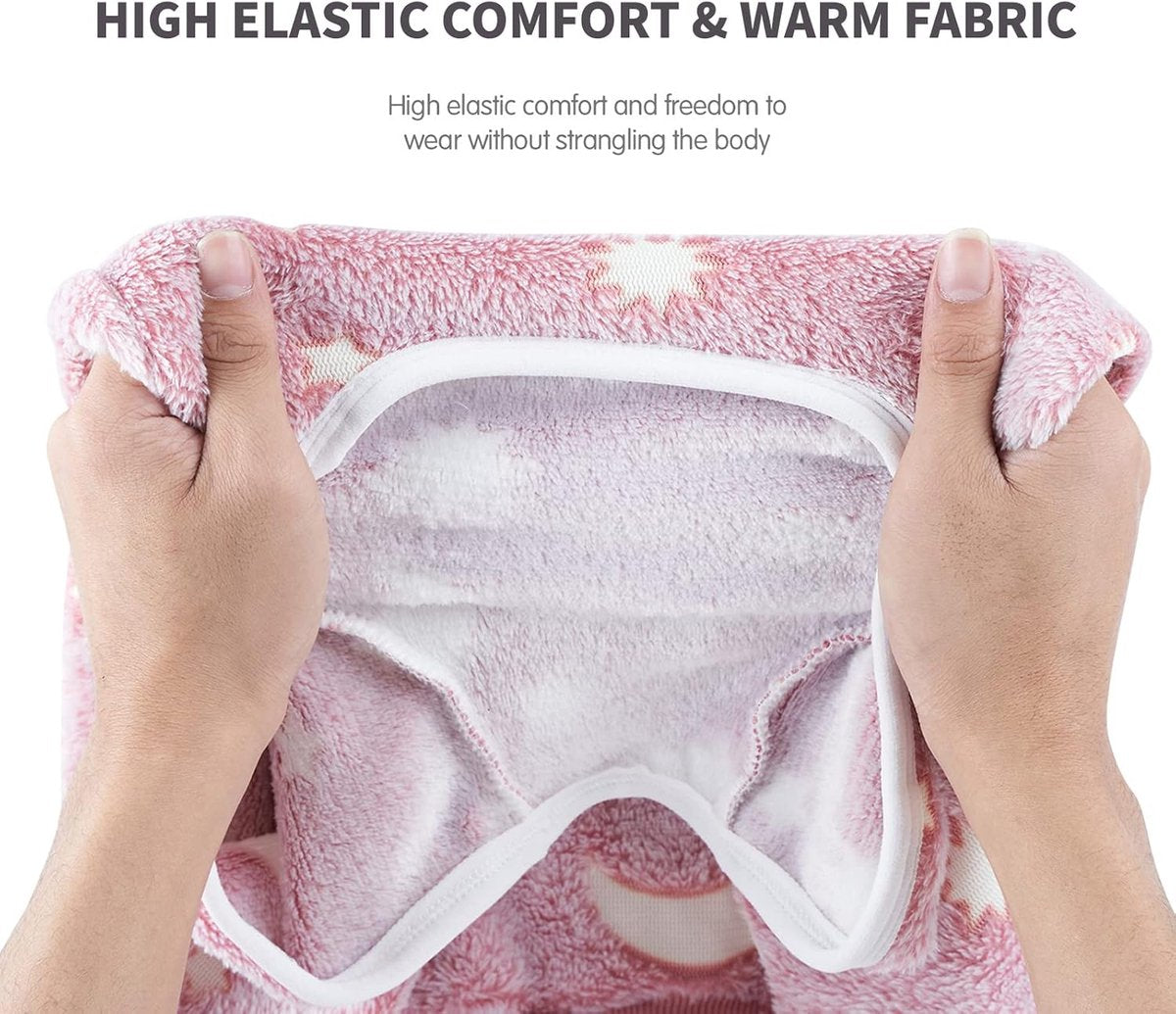 Warm Dog Coat - Winter Clothes for Medium Dogs - Shedding Suit - Full Dog Suit - Glow in the Dark - Pink - Size M - Perfect for Small Dogs - Medium-Sized Dogs