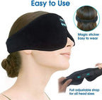 Bluetooth Sleep Headphones in Headband with Eye Mask, Wireless Stereo Music for Sleep and Relaxation, Black