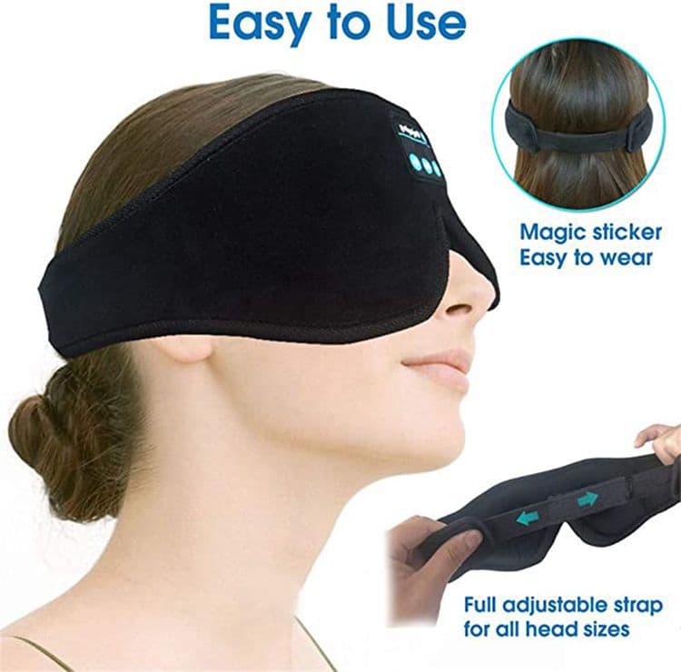 Bluetooth Sleep Headphones in Headband with Eye Mask, Wireless Stereo Music for Sleep and Relaxation, Gray