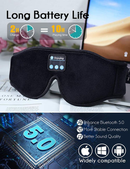 Bluetooth Sleep Headphones in Headband with Eye Mask, Wireless Stereo Music for Sleep and Relaxation, Gray