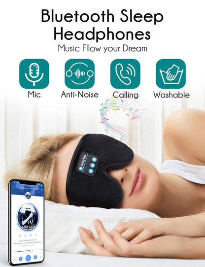 Bluetooth Sleep Headphones in Headband with Eye Mask, Wireless Stereo Music for Sleep and Relaxation, Gray